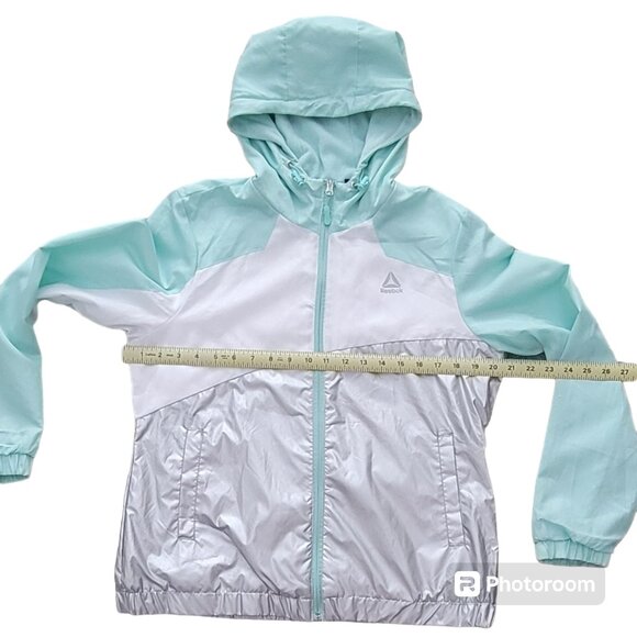 Reebok Mint Metallic Hooded Polar Fleece Lined Track Jacket Windbreaker NEW - Picture 11 of 15